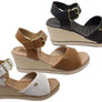 Pegada Jeevany Womens Brazilian Comfortable Leather Wedge Sandals