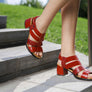 Opananken Chantel Womens Comfortable Leather Mid Heel Sandals