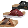 Usaflex Asta Womens Comfort Leather Slides Sandals Made In Brazil