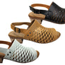 Orizonte Greta Womens European Leather Low Heel Comfortable Sandals