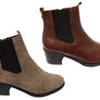 Caprice Jade Womens Comfort Mid Heel Leather Wide Fit Ankle Boots