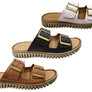Orizonte Relaxa Womens European Leather Adjustable Slides Sandals