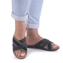 Usaflex Crescent Womens Comfort Leather Slides Sandals Made In Brazil