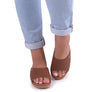 Usaflex Malvina Womens Comfort Leather Slides Sandals Made In Brazil