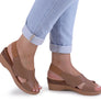 Usaflex Afton Womens Comfort Leather Platform Sandals Made In Brazil