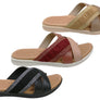 Usaflex Crescent Womens Comfort Leather Slides Sandals Made In Brazil