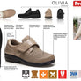 Propet Womens Olivia Leather Comfort Adjustable Strap Wide Fit Shoes