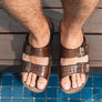 Pegada Lancester Mens Leather Comfortable Slide Sandals Made In Brazil