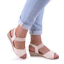 Usaflex Lorelei Womens Comfort Leather Wedge Sandals Made In Brazil