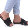 Usaflex Deja Womens Comfort Leather Slides Sandals Made In Brazil