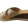 New Face Tory Womens Leather Wedge Slides Sandals Made In Brazil