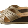 New Face Tory Womens Leather Wedge Slides Sandals Made In Brazil