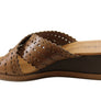 New Face Tory Womens Leather Wedge Slides Sandals Made In Brazil