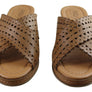 New Face Tory Womens Leather Wedge Slides Sandals Made In Brazil