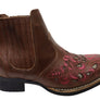D Milton Emma Womens Leather Western Cowboy Chelsea Ankle Boots
