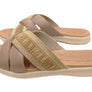 Usaflex Crescent Womens Comfort Leather Slides Sandals Made In Brazil