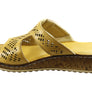 Orizonte Saffron Womens European Comfortable Leather Slides Sandals