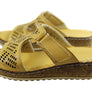 Orizonte Saffron Womens European Comfortable Leather Slides Sandals