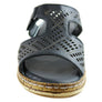 Orizonte Saffron Womens European Comfortable Leather Slides Sandals