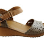 Orizonte Franni Womens European Comfortable Leather Wedge Sandals