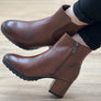Caprice Jessie Womens Extra Wide Comfort Mid Heel Leather Ankle Boots