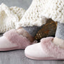 Dearfoams Womens Comfortable Dahlia Rib Knit Scuff Slippers
