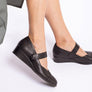 Homyped Lavish MJ Womens Leather Mary Jane Wedge Shoes