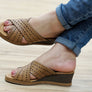 New Face Tory Womens Leather Wedge Slides Sandals Made In Brazil