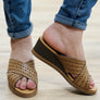 New Face Tory Womens Leather Wedge Slides Sandals Made In Brazil