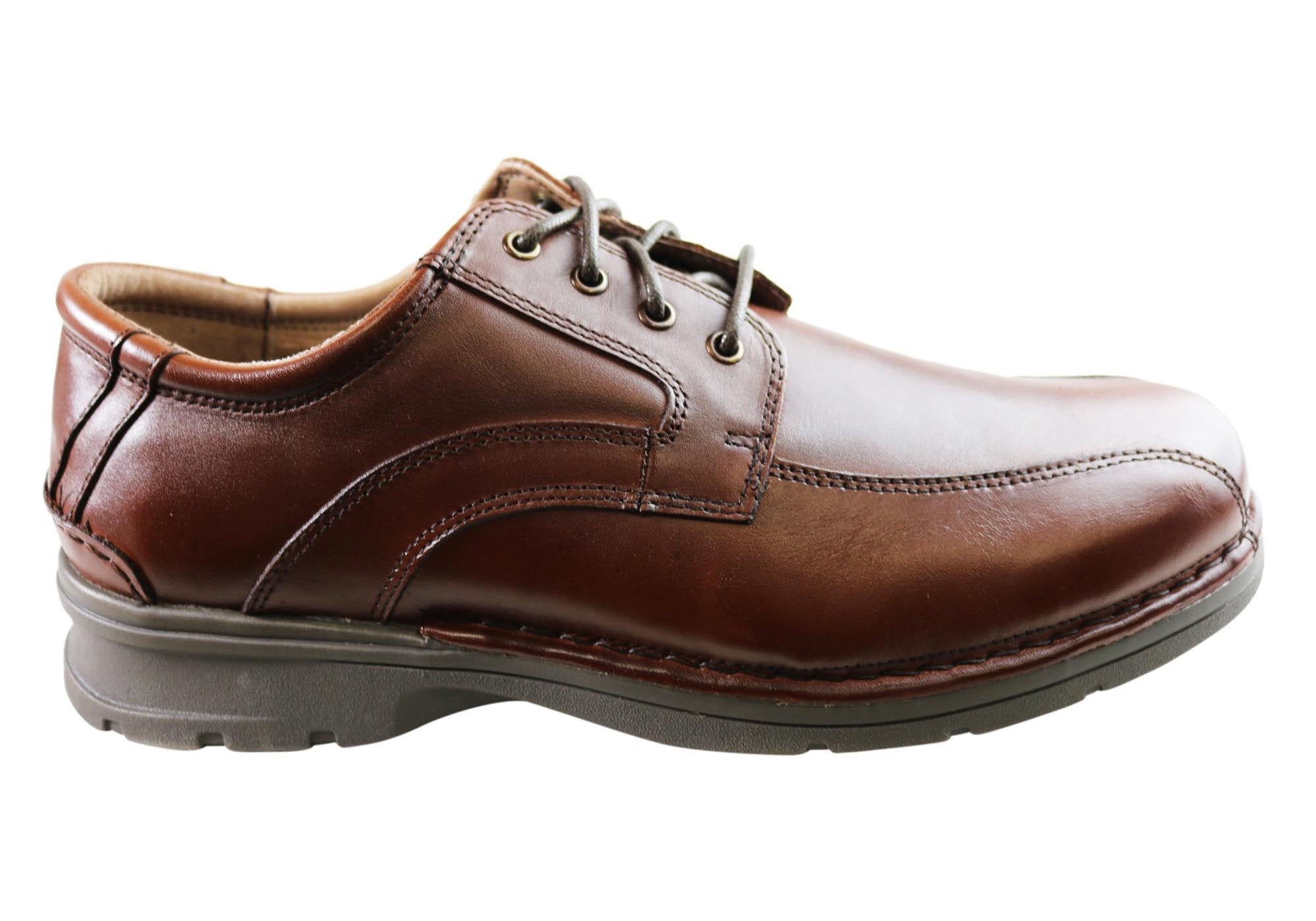 Slatters Lithgow Mens Leather Extra Wide Fit Comfortable Lace Up Shoes