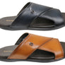 Savelli Banks Mens Comfortable Leather Slides Sandals Made In Brazil