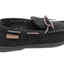 Dearfoams Mens Toby Microsuede Moccasin With Whipstitch & Tie Slippers