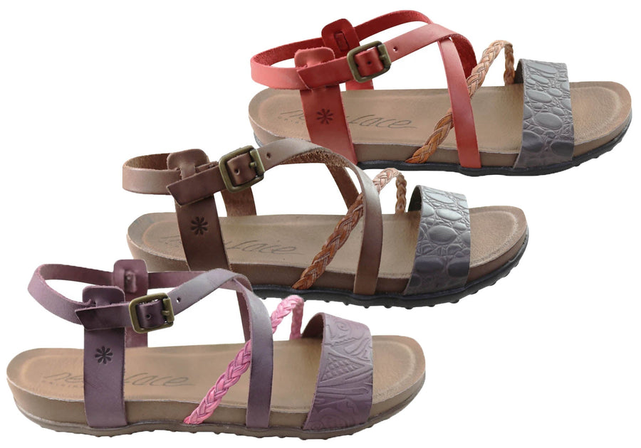 New Face Laurina Womens Comfortable Leather Sandals Made In Brazil