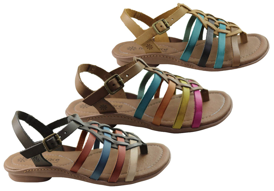 New Face Mari Womens Comfortable Leather Sandals Made In Brazil