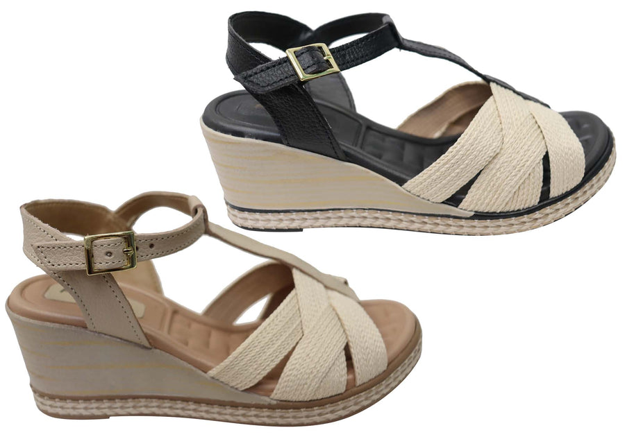 Pegada Carlisle Womens Brazilian Comfortable Leather Wedge Sandals