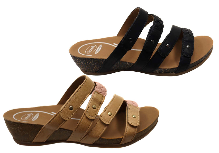 Scholl Orthaheel Jane Womens Comfortable Wedge Slides Sandals