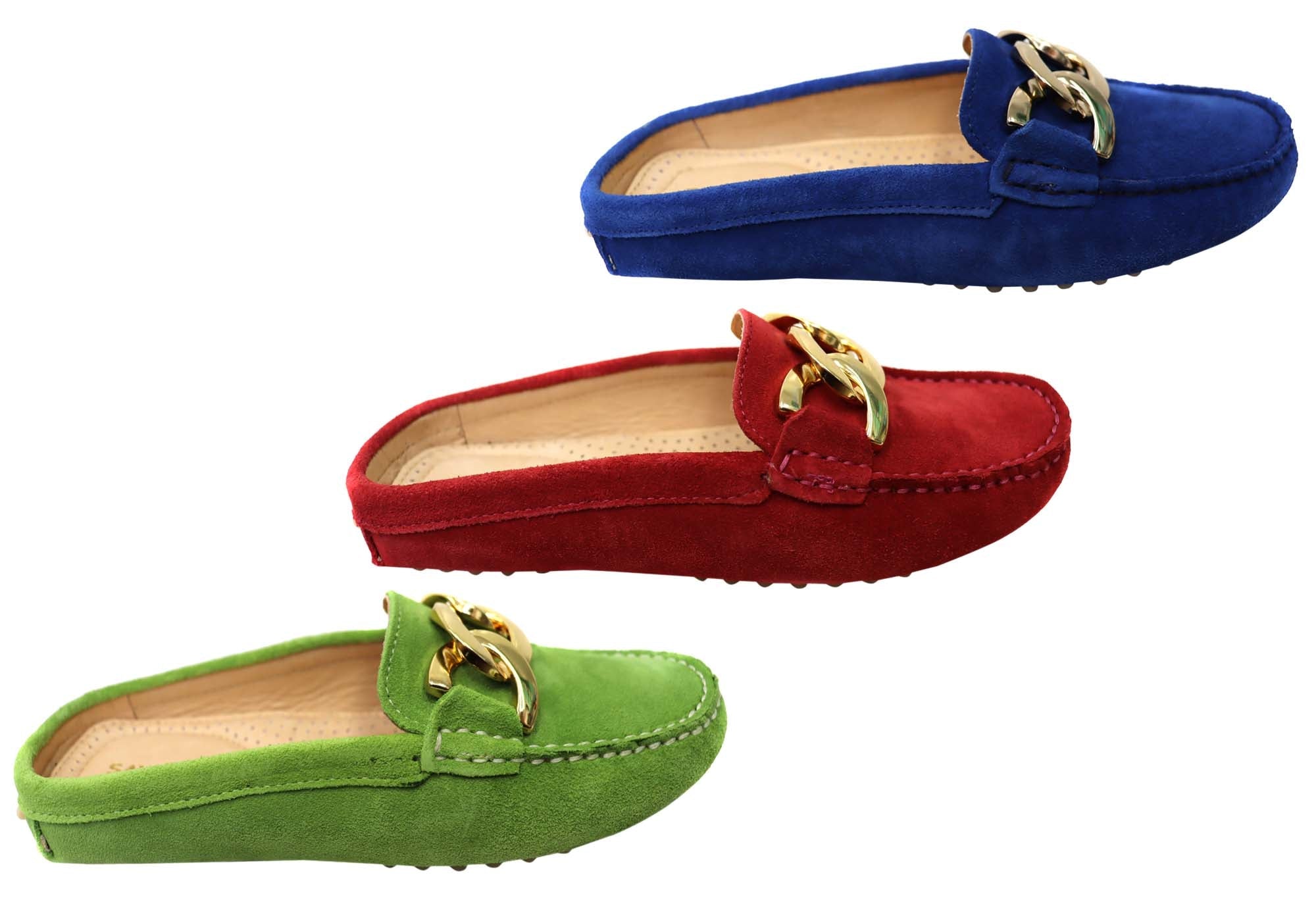 Savelli Paula Womens Brazilian Leather Closed Toe Open Back Mules