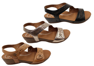 Scholl Orthaheel Jenna Womens Comfortable Leather Wedge Sandals