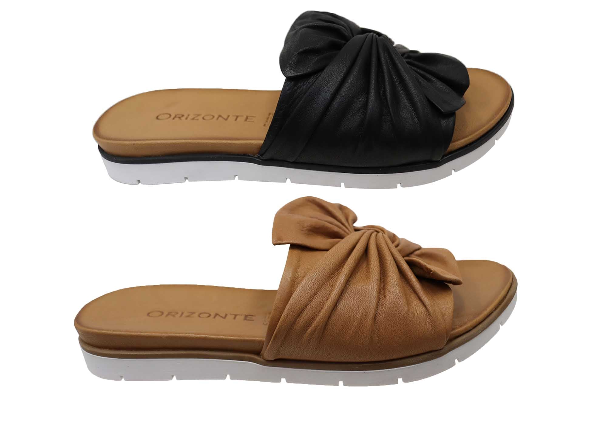 Orizonte Mistiq Womens European Leather Comfortable Slides Sandals