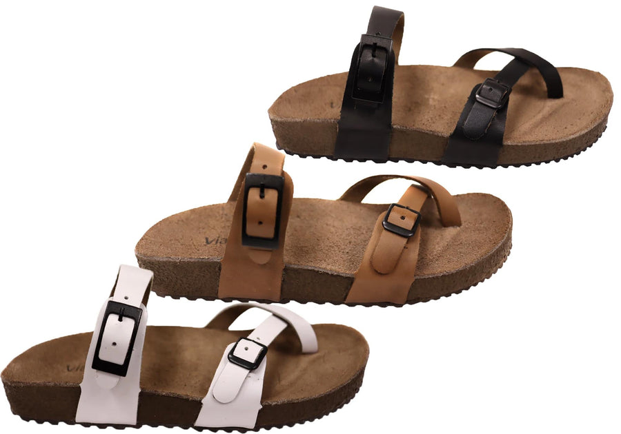 Via Paula Toto Womens Leather Comfort Thongs Sandals Made in Brazil