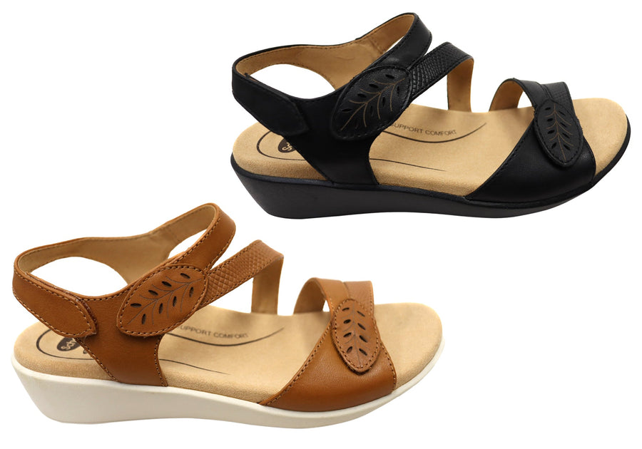 Scholl Orthaheel Tana Womens Comfortable Leather Wedge Sandals