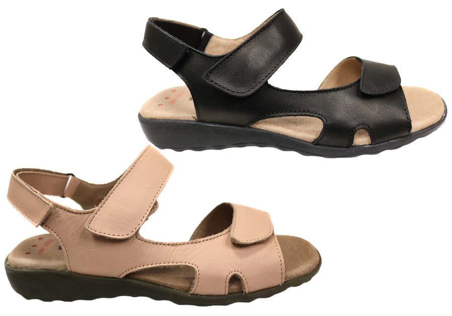Flex & Go Carmella Womens Comfortable Leather Sandals Made In Portugal