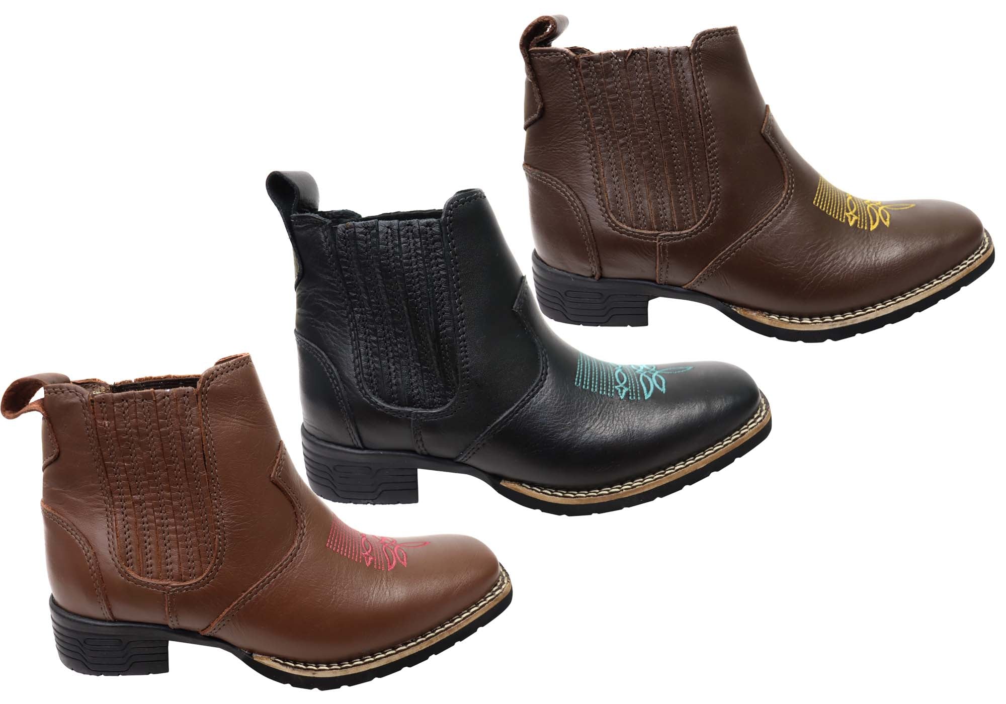 D Milton Ellie Womens Leather Western Cowboy Chelsea Ankle Boots