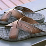 Pegada Perry Mens Comfortable Leather Slides Sandals Made In Brazil