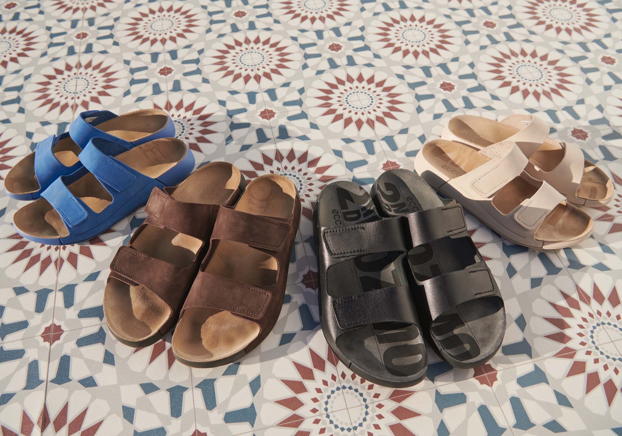 ECCO Cozmo Mens Comfortable Leather Slides Sandals