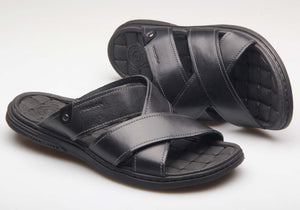 Pegada Belmain Mens Leather Cushioned Slide Sandals Made In Brazil