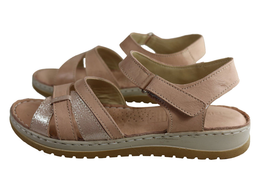 Orizonte Strive Womens European Leather Comfortable Cushioned Sandals