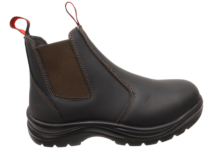 KingGee Mens Claret Flinders Leather Steel Cap Gusset Work Boots