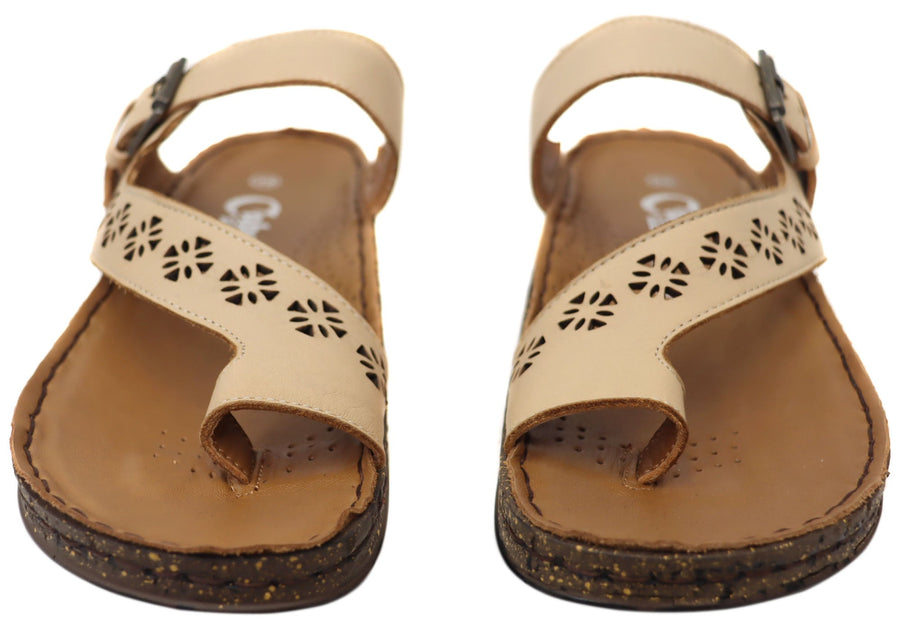 Cabello Comfort Gena Womens Comfort European Leather Thongs Sandals
