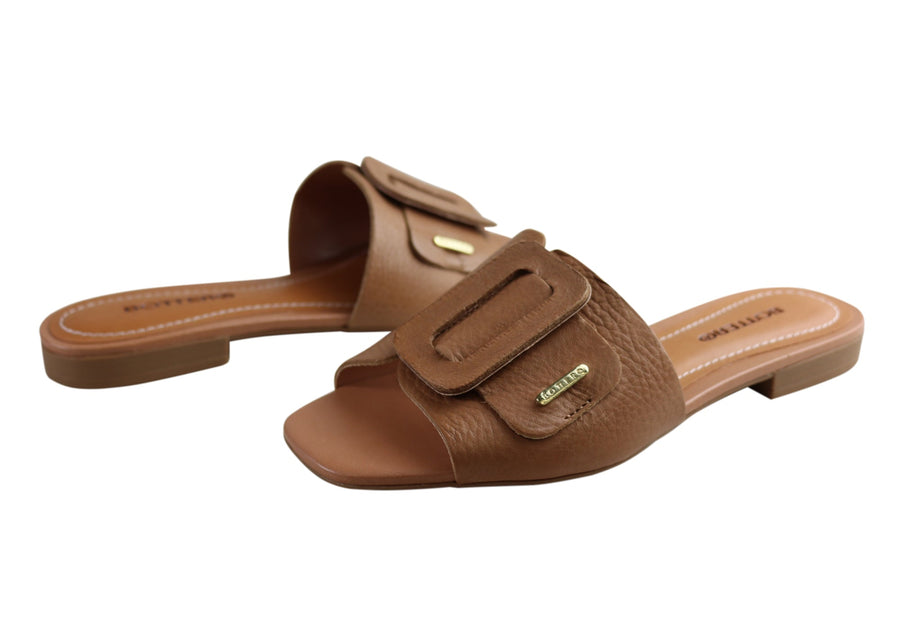 Bottero Wisconsin Womens Comfort Leather Slides Sandals Made In Brazil